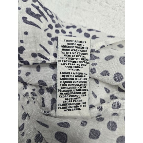 White/Navy Patten Flowy Blouse 2X with wide ruffle sleeves, unique, lightwgt - Picture 6 of 7